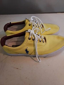 Vintage Ralph Lauren Men's Polo Canvas Laced Yellow Shoes Size 9D - Picture 1 of 7