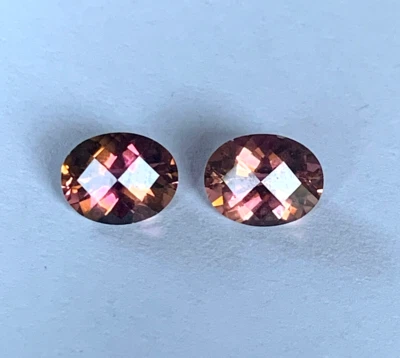 Andy's Gem Garage Sale -9x7mm Parti Tourmaline - Pair Natural! SO Colorful !! - Image 1 of 4