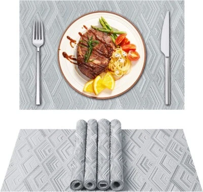 Tischsets, 6er Set, Küchentischunterlage, rutschfest und abwaschbar, PVC Webplatz M - Bild 1 von 4