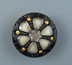 COLORFUL CZECH GLASS BUTTON - Picture 1 of 3
