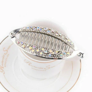 Rhinestone Banana Hair Clip Women's Crystal Hairpin Accessories Barrette - Picture 1 of 12