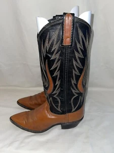 Dan Post Western Cowgirl Two Tone Boots Women's Size 7 M Brown Leather USA - Picture 1 of 11