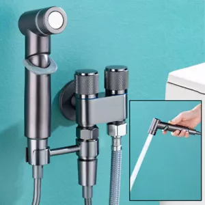 Stainless Steel Handheld Bidet Bathroom Spray Shower Head Toilet Shattaf Hose US - Picture 1 of 12