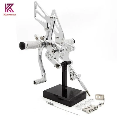 For Suzuki GSXR600 GSXR750 1996-2005 CNC Rearset Footpeg Pedal Silver Adjustable - Image 1 of 4