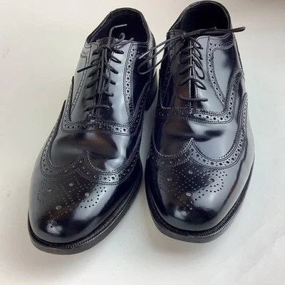 Florsheim Royal Imperial Brogue Lace Up Wingtip Shoes Black Mens Sz 10 D - Image 1 of 4