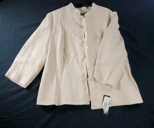 LRL LAUREN RALPH LAUREN 100% Linen Lined Button Blazer Jacket Women's 2X Blush  - Picture 1 of 13
