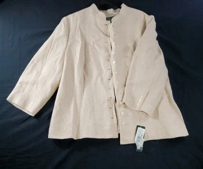 LRL LAUREN RALPH LAUREN 100% Linen Lined Button Blazer Jacket Women's 2X Blush  - Image 1 of 4