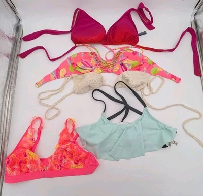 Vintage Swim & Sports Bra Lot 5 Tops VS Pink Ralph Lauren Express Mixed ~ 32-34C - Image 1 of 4
