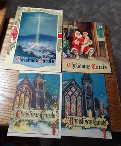 Lot of 4 Vintage Christmas Carols Books 1940-50  Advertising - Picture 1 of 12
