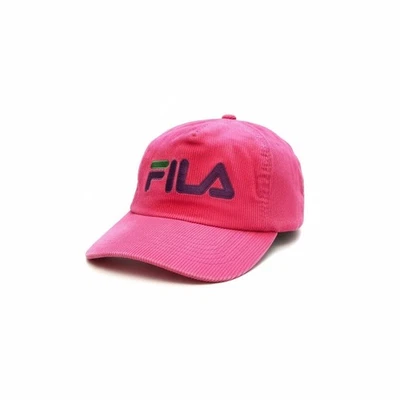 Gorra de béisbol Fila de pana rosa con logotipo bordado correa ajustable vintage Foto 1 de 4