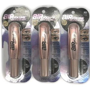 3PK Loreal Air Volume Mega Mascara ~ 851 BLACK ~ 0.3 FL OZ EACH ~ FAST SHIP ~NEW - Picture 1 of 2