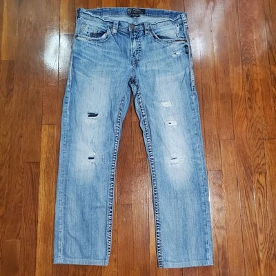 Pantalones de mezclilla para hombre Silver Jeans Co. Grayson calce recto desgastados talla 33x29 Foto 1 de 4