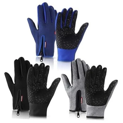  3 Pairs Winter Warm Gloves Touch Screen Ski Large Black, Gray, Navy Blue - Image 1 of 4