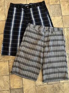 2 prs/lot Genuine Dickies Plaid Short Men's Size Waist 32 Pockets Button Zipper - Picture 1 of 4