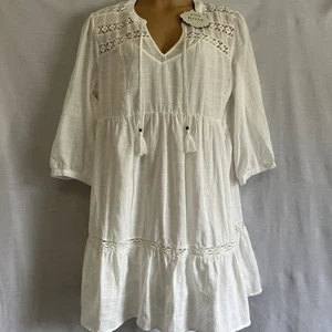 Knox Rose Cotton Dress XXL Lined Crochet Babydoll White Boho Cottage Romantic - Picture 1 of 14
