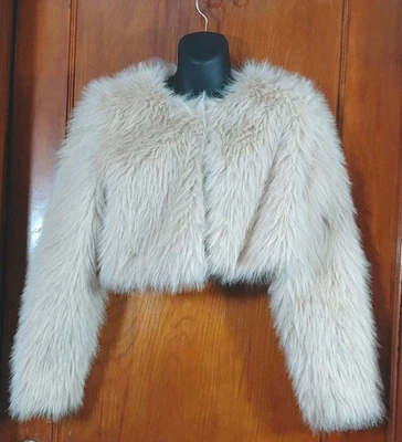 Windsor Size Small Faux Fur Cropped Pinkish Open Front Jacket - Image 1 of 4