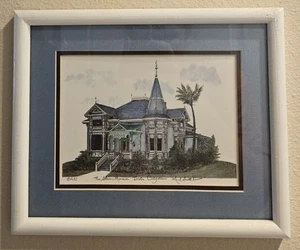 Michael Scott Kent 1983 The Stevens Mansion, Tustin CA Ink Watercolor Framed Art - Picture 1 of 4