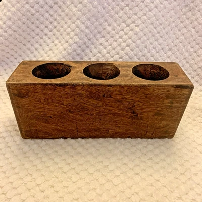 Votive Candle Holder Wooden Sugar Mold Vase Rustic 3 Hole Fireplace Table Decor - Image 1 of 4
