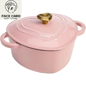 2 Qt. Dutch Oven aus emailliertem Gusseisen in Herzform in Rosa mit Deckel - Bild 1 von 12