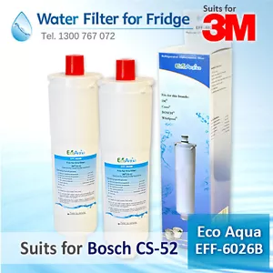 2x ECO AQUA EFF-6026B GENERIC REPLACEMEN Bosch CS-52 Internal Fridge Filter - Picture 1 of 4