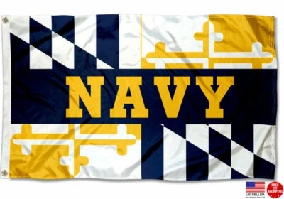 Navy Midshipmen Maryland State Man Cave 3x5 Flag Tailgating 3 x 5 Banner USA New - Image 1 of 4