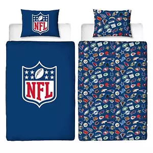NFL National Football League Helmets Design Single Duvet Reversible Bedding - Picture 1 of 8