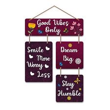 Artvibes Decorative Wall Art MDF Wooden Hanger, Good Vibes, Quotes, Wall Hanging
