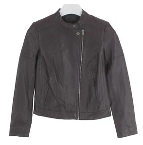 Massimo Dutti 4741 Natural Piel Chaqueta Mujer XS Banda Cuello Oscuro Púrpura - Imagen 1 de 12