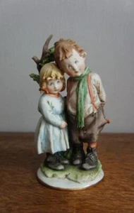Giuseppe Cappe Figurine Capodimonte Porcelain Embarrassed Kids Sculpture Decor - Picture 1 of 10