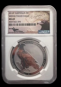 2016 P $1 WEDGE TAILED SILVER EAGLE NGC MS70 JOHN MERCANTI SIGNED, FREE SHIPPING - Picture 1 of 2