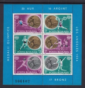 Romania 1984 Los Angeles Olympic Games Medals & Winners MUH Sheetlet of 6 Stamps - Picture 1 of 1