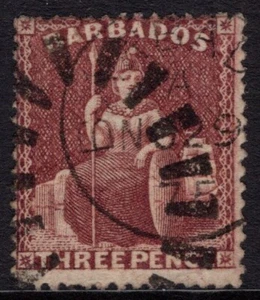 BARBADOS 1873 3d BRITANNIA, SG 63, VG USED, CAT. £140 - Picture 1 of 2
