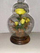 Reliance Yellow Roses incased in glass wood base 5x9"
