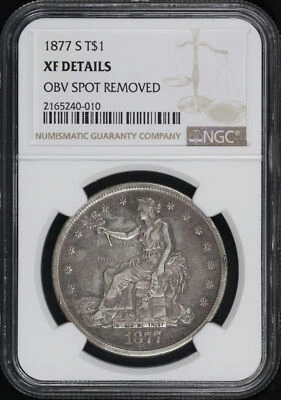 1877-S Trade Dollar NGC XF Details Obverse Spot Removed - Image 1 of 2