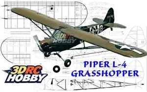 GIANT Piper L4 Grasshopper 210" Wing RC Model Airplane Plans & Templates PRINTED - Picture 1 of 3