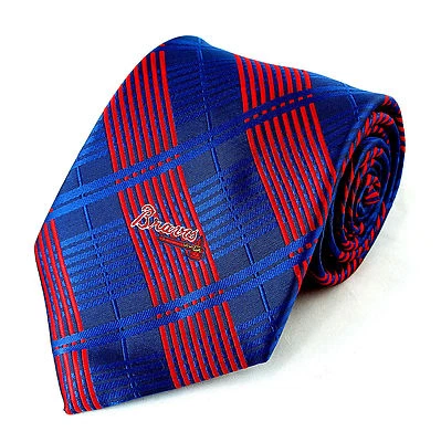 Corbata azul a cuadros para hombre Atlanta Braves equipo de béisbol MLB fanático deportivo  Foto 1 de 3