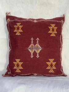 Red Cactus Silk Pillow Cover 18X18,Moroccan Cushion, Moroccan Decorative Sabra - Picture 1 of 10