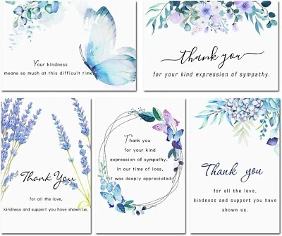 50 Pack Funeral Thank You Cards Sympathy Memorial Cards with Envelopes Cross - Image 1 of 4