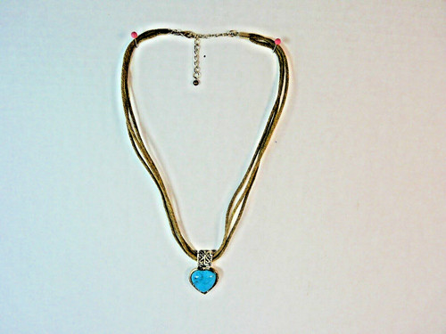 VETEMENTS Collana a forma di cuore turchese con cordino 17''