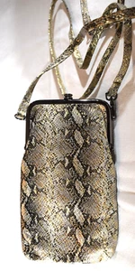 Hobo Snakeskin Finished Leather Melody Crossbody Purse Handbag Pre-owned 8" x 5" - Picture 1 of 6