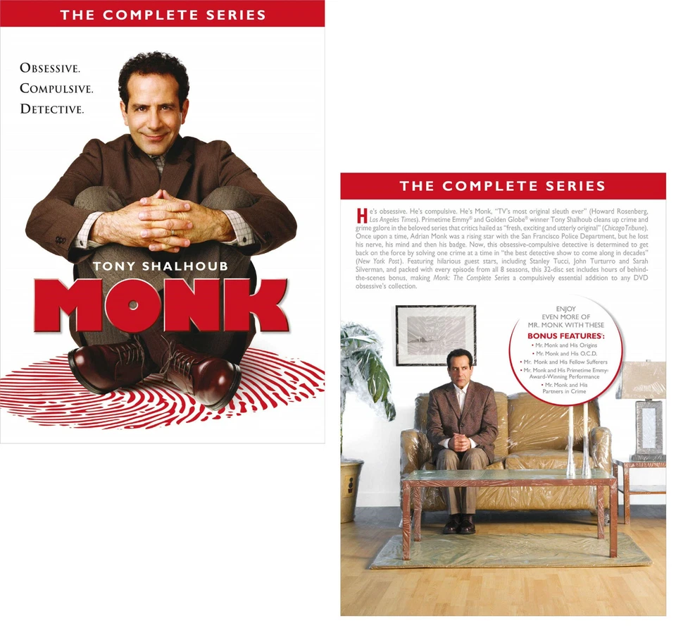 MONK 1-8 (2002-2009): COMPLETE Tony Shalhoub TV Seasons Series NEW US Rg1 DVD sp - Image 1 of 1