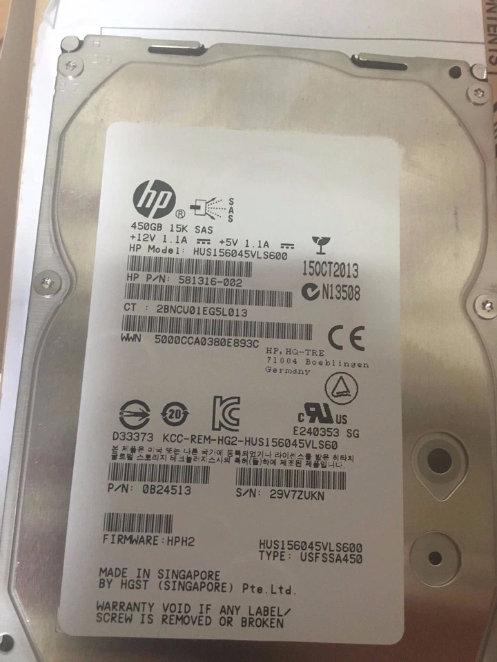 HUS156045VLS600 HITACHI 450GB 15K SAS 3.5" 6Gb/s HDD ULTRASTAR 15K600 0B24531 - Image 1 of 1