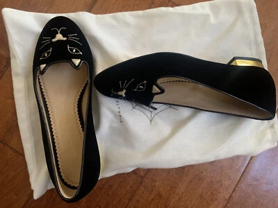 Zapatos planos Charlotte Olympia Velvet Kitty, negros, 36 Foto 1 de 4