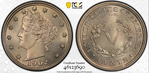 1902 PCGS & CAC MS64+ Liberty V Nickel Cover