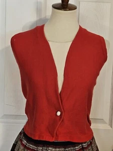 Vintage 1970s Red And White Knit Cotton Tank Top Size Teens Medium - Picture 1 of 4
