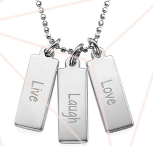 STERLING SILVER INSPIRATIONAL JEWELRY LIVE LAUGH LOVE - Picture 1 of 1