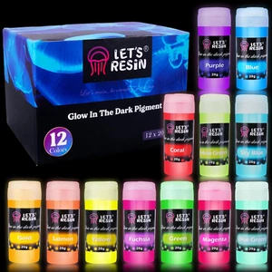 LET'S RESIN 12 Colors Glow in the Dark Pigment Powder - 20G/0.7Oz Each Bottle Ep - Picture 1 of 12
