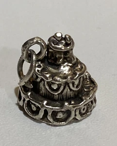 Ciondolo Ciondolo Torta Matrimonio 3D Argento Sterling 925 E9 - Foto 1 di 4