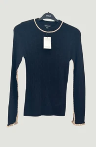 JERSEY CUELLO REDONDO TEJIDO ACANALADO IRREGULAR NEGRO NIÑO NADIE M&S - Imagen 1 de 9