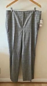 NINE WEST NEO Classic Dress Pants Cinnamon Black Plaid Straight Leg Size 12 NWT - Picture 1 of 6